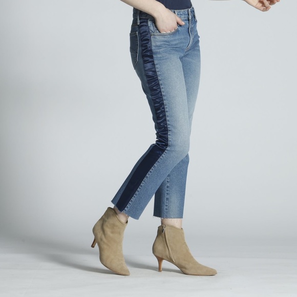 Driftwood Candace Cut Off Crop Straight Jeans with Satin - Picture 3 of 4